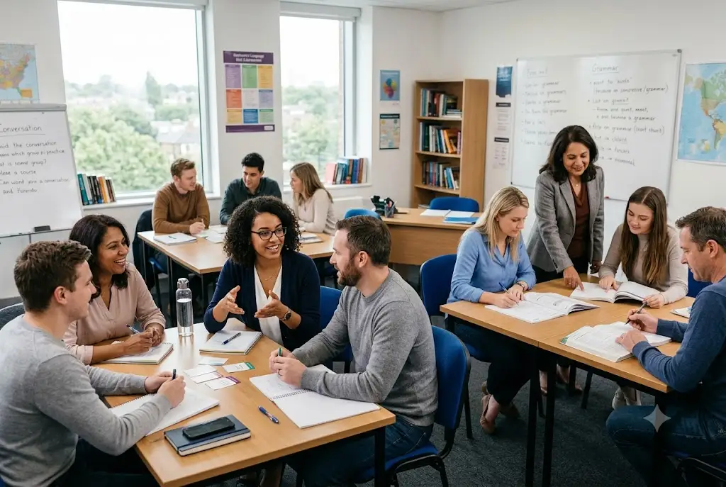 Students exploring language acquisition vs language learning in a modern educational environment